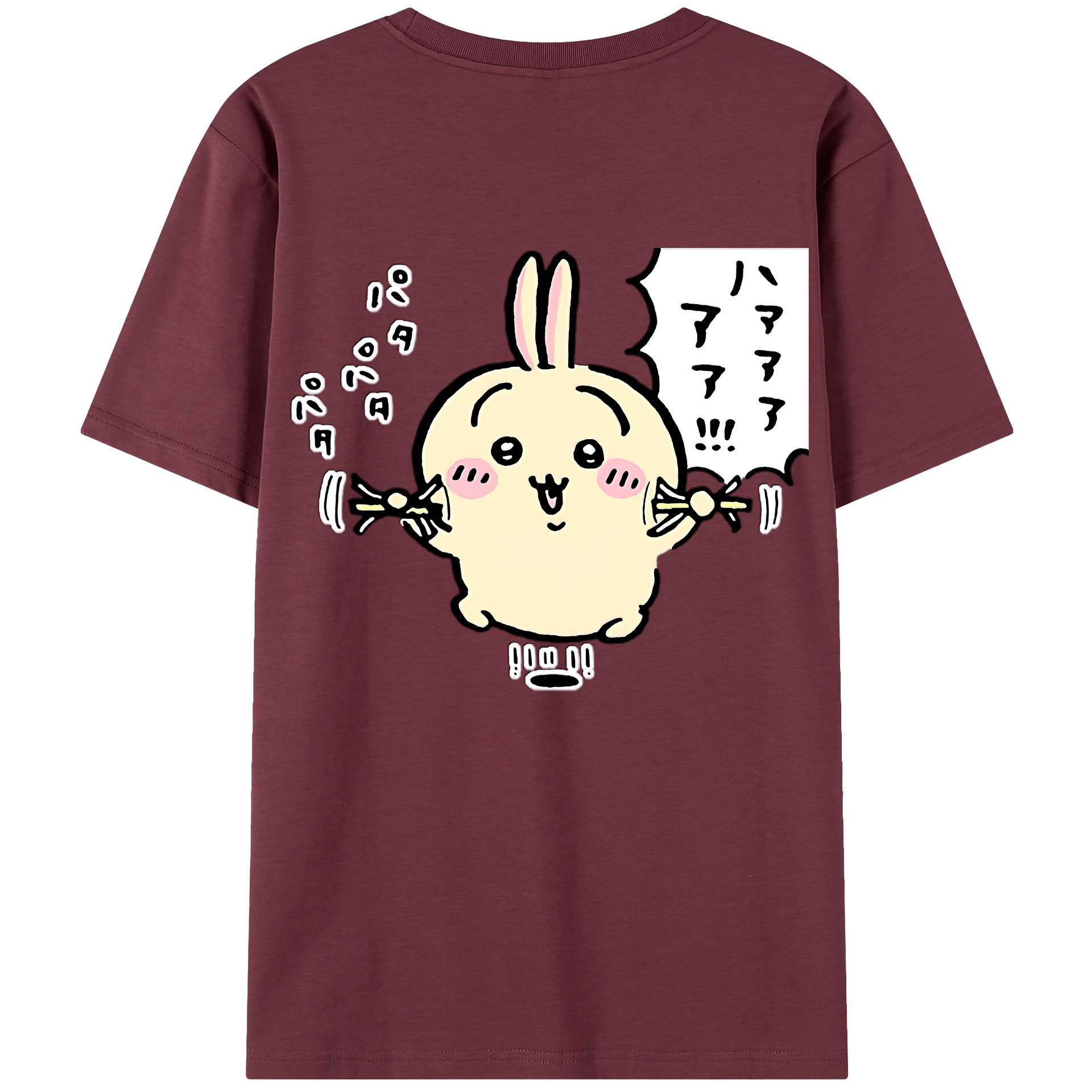 （画像用） ちいかわ うさぎ Chii-kawa usagi 綿100％半袖Tシャツ（背面プリント）